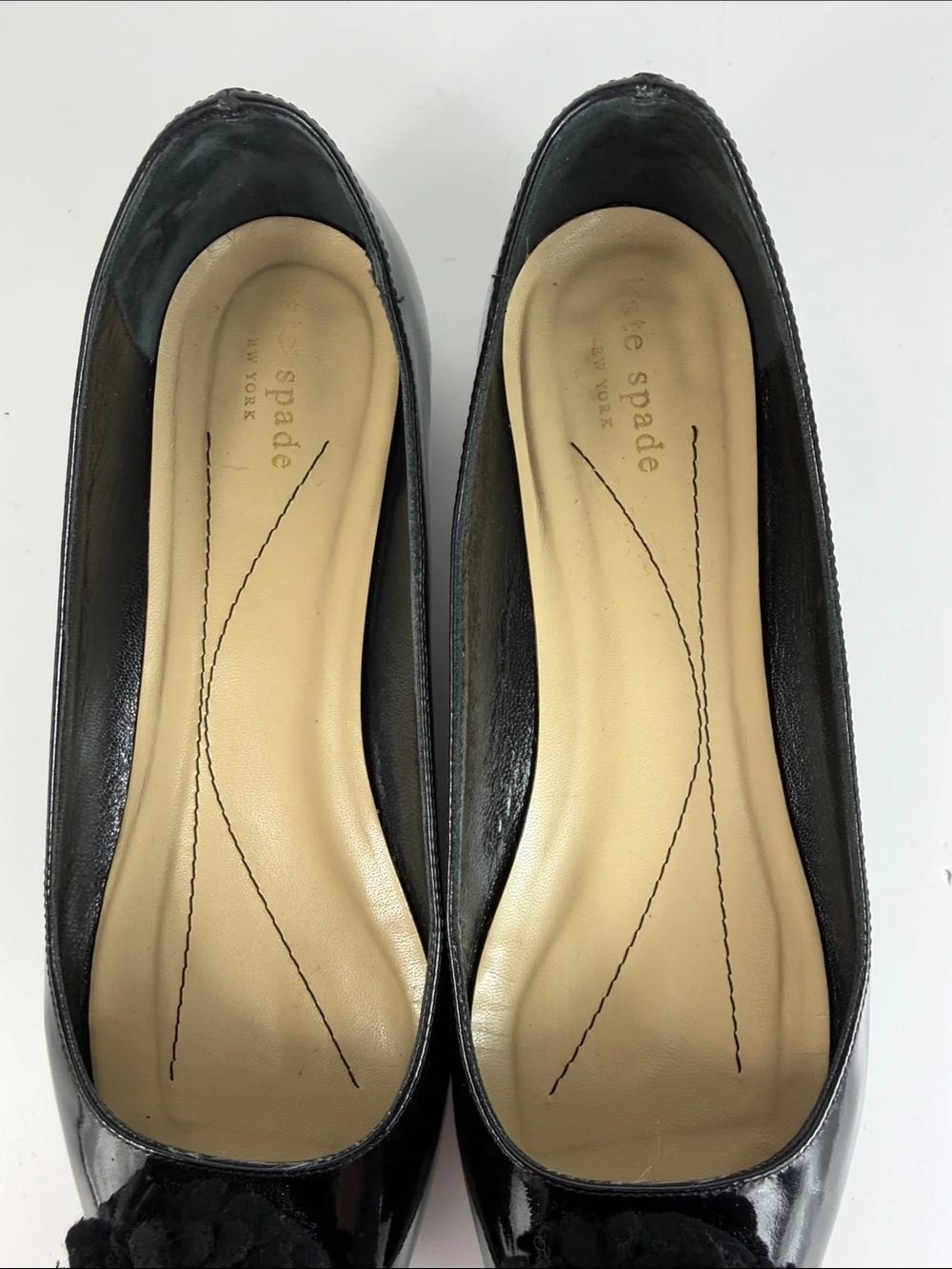 Kate Spade New York Black Patent Leather Floral Ballet Flats 8.5 B